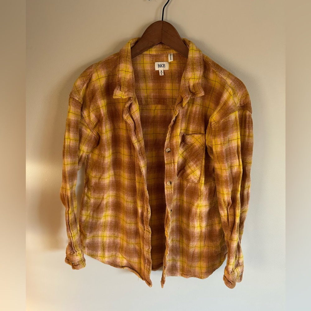 BKE | Boyfriend Style Yellow Plaid Flannel